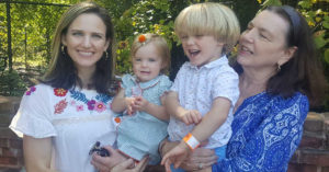 Dr. Ashley Reed with her children and mother